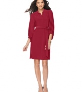 A sophisticated shape and a flattering drape give NY Collection's petite jersey dress an edge! Pair it with boots or heels for a polished look.