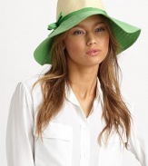 A sweet topper with a colorblock brim and bow that keeps the sun out of your eyes. Viscose/paperBrim, about 4Imported