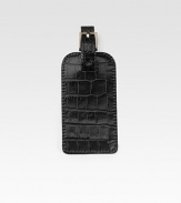 An elegant travel essential is handmade in croco-textured leather. Buckle closure 6¼ X 2½ Made in USA