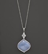 Faceted white sapphire and lavender chalcedony pendant set in sterling silver. By Elizabeth Showers.