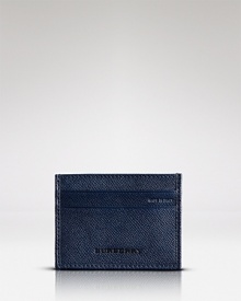 Slim card case rendered in luxe leather from Burberry.