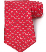 Artful dragonflies buzz across this handsome classic tie crafted in lavish Italian silk from Salvatore Ferragamo.