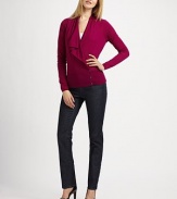 Soft, finespun Merino wool, in a flattering wrap-front style secured with delicate buttons.Surplice neckline with front drapeLong sleevesRib-knit hemSide button closuresAbout 23 from shoulder to hemMerino woolDry cleanImportedModel shown is 5'11 (180cm) wearing US size Small. 