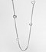 A long graceful box chain of sterling silver is dotted with an array of hearts - open, solid and cable - for a fun and feminine look.Sterling silverLength, about 36Lobster clasp closureImported
