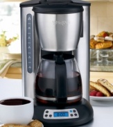 Wake up to the intoxicating smell of freshly brewed coffee with Waring's 12-cup coffee maker. Set the coffee maker up to 24 hours in advance so you get your pick-me-up right when you need it most, and if you just can't wait, the pause feature lets you pour a cup mid-brew.  Limited 1-year warranty. Model CMS120.