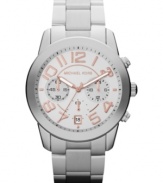 A classic timepiece design with hints of modern rose from Michael Kors' Mercer collection.