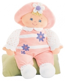 Gund Sonja Dolly. This plush dolly is squeezable soft. She's dress in a floral accented jumpsuit and matching hat. Pillow not included. Gund Sonja Dolly. This plush dolly is squeezable soft. She's dress in a floral accented jumpsuit and matching hat. Pillow not included.