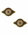 Keep an eye out for modern fashion. These stud earrings from RACHEL Rachel Roy flaunt moody glass stones on an evil eye design. Crafted in worn gold tone mixed metal. Approximate drop: 1/4 inch. Approximate diameter: 5/8 inch.