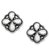 Postmodern panache. Genevieve & Grace takes these earrings in an elegant direction with marcasite in a teardrop motif. Set in sterling silver. Approximate diameter: 3/8 inch.