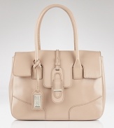 Badgley Mischka channel classic chic with this leather satchel. In a structured shape and premium Saffiano leather, this bag is built for luxe and lasting style.