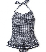 Juicy Couture Girls' Shirred Halter Swim Dress - Sizes 2-14
