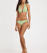 An art deco print meets a stretch swim style with chic ring sides for a cheeky effect. Stretch comfortRing sidesFully lined90% nylon/10% spandexHand washMade in USA of imported fabric Please note: Bikini top sold separately. 