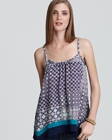 Amp up your summer essentials with this boldly printed Ella Moss tank, finished with a swingy handkerchief hem.