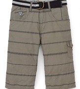 GUESS Kids Boys' Belted Burke Stripe Shorts - Sizes 8-20