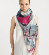 A colorful, abstract print adorns this oversized silk and cashmere wrap.30% cashmere/70% silk54 X 75Dry cleanMade in Italy