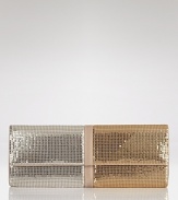 Jazz things up at cocktail hour with this metallic mesh clutch from Sondra Roberts. Sure to elevate your evening look, it features a hidden chain strap for versatile style.