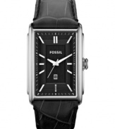 An impeccably designed Dress watch from Fossil with the classic combination of black leather and steel.