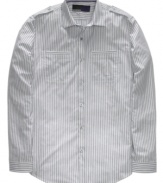 Stripes on this button-front American Rag shirt provide a classic look that never goes out of style.