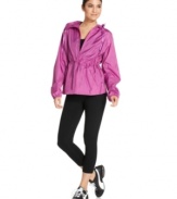 Ideology's jacket is made from sporty, breathable fabric to offer you comfort. Wind-resistant and featuring a convenient hood, it keeps you cozy -- no matter where your workout takes you!