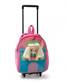 From Gund, an adorable colorblock packpack on wheels, with an expandable handle and princess doll tucked in the back pocket. From Gund, an adorable colorblock packpack on wheels, with an expandable handle and princess doll tucked in the back pocket.
