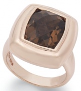 Cushion-cut and totally chic! This glamorous gemstone ring features a cushion-cut smokey topaz (4-3/4 ct. t.w.) set in 18k rose gold over sterling silver. Size 7.