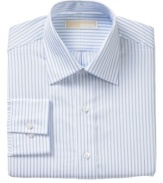 Take the guesswork out of your morning routine and button up in this striped Michael Kors dress shirt any day of the week.