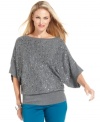 Add a touch of sparkle to day or night in Charter Club's petite sequin and metallic-knit sweater.