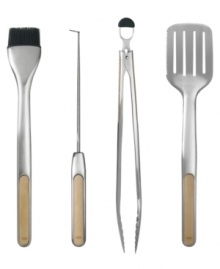 Get your grill on with OXO. Durable stainless steel tools with beech-wood grips are a must for turning, basting and transferring hot and slippery barbecued foods. Long handles keep grill masters a safe distance from the heat. Get your grill on with OXO. Durable stainless steel tools with beech-wood grips are a must for turning, basting and transferring hot and slippery barbecued foods. Long handles keep grill masters a safe distance from the heat.