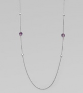 From the Silver Rain Lollipop Collection. This delicate, sterling silver link chain style features dazzling diamond and deep, dark amethyst stations. Dark amethystDiamonds, .25 tcwSterling silverLength, about 36Lobster clasp closureImported 