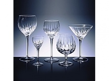 This popular pattern, inspired by the creative energy of the New York artist neighborhood, features a generous bowl adorned by a brilliant contemporary cutting. The delicately etched stemware adds a graceful note to any gathering. Shown left to right: goblet, wine, flute, iced beverage. This popular pattern, inspired by the creative energy of the New York artist neighborhood, features a generous bowl adorned by a brilliant contemporary cutting. The delicately etched stemware adds a graceful note to any gathering. Shown left to right: goblet, wine, flute, iced beverage.