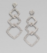 EXCLUSIVELY AT SAKS. Graduated open links, richly paved with crystals, fall alluringly from a sparkly diamond-shaped stud. Crystal Rhodium plated Drop, about 2½ Post-and-hinge back Imported