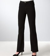 Made for real women with real curves, these classic boot cut jeans are rendered in soft cotton and eased with a touch of stretch for a smooth, comfortable fit. NYDJ uses form-fitting materials for more comfort and mobility. Five-pocket style. Zip fly with button closure.