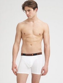 Essential athletic boxers with the softness of Egyptian stretch cotton in a convenient package of two. Elastic logo waist Cotton/elastane; machine wash Imported Essential athletic boxers with the softness of Egyptian stretch cotton in a convenient package of two. Elastic logo waist Cotton/elastane; machine wash Imported