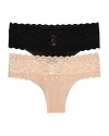 A lightweight thong with floral mesh panels and no elastic for a barely there style.