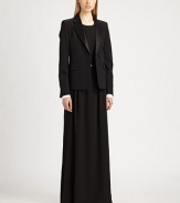 This tuxedo-inspired design will instantly elevate any ensemble.Notched satin lapelsButton closureFlap pocketsButton cuffsFully linedAbout 26 from shoulder to hem98% wool/2% spandexDry cleanMade in Italy of imported fabricModel shown is 5'9½ (176cm) wearing US size 4. 