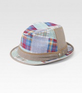 A cheerful plaid design adorns this classic fedora style rendered in a rich cotton and linen blend.80% cotton/20% linenDry cleanImported