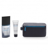 L'Eau d'Issey Pour Homme Sport celebrates its first holiday in the house of Miyake with a 3-piece gift set featuring: Eau de toilette spray, 3.3 oz.; all-over shampoo, 2.5 oz. and a sporty, limited-edition travel case, all for the price of the spray. Made in France. 