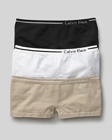 Calvin Klein Underwear seamless hipster. A comfortable seamless hipster logo and stripe detail on waistband. Cotton gusset.