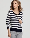 Quotation Sweater - Striped High Low