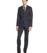 Show you mean business. This black slim-fit suit from Calvin Klein is the perfect foundation for a patterned shirt or tie.