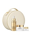 Set includes:Absolue Premium x SPF 15 Sunscreen 1.7 Oz.Absolue Eye Premium x 0.5 Oz.Absolue Ultimate Night x 1.0 Fl. Oz. The facts: Hormonal deficiencies and the effects of time can accelerate loss of moisture and resiliency while intensifying the visible effects of aging.The Lancôme solution: Absolue Premium x features breakthrough technology Pro-Xylane™ to restore essential moisture from within. Your skin regains its youthful substance.The results: Absolue Premium x replenishes skin's essential moisture, improves elasticity, clarity and resilience to visibly repair signs of aging. Firmness is visibly improved.