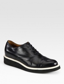 Contrast wedge sole detail adds instant character to this sleek, lace-up classic.Leather upperLeather liningRubber soleMade in Italy Contrast wedge sole detail adds instant character to this sleek, lace-up classic.Leather upperLeather liningRubber soleMade in Italy