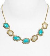 Crafted from gold tone, multi colored stones and crystals, Alexis Bittar's linked necklace will add eclectic chic to every look. Wear this intricate design for a touch of the label's downtown cool.