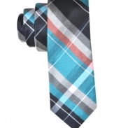 Colors take any outfit to the next level-amp up your everyday with this plaid tie from Penguin.