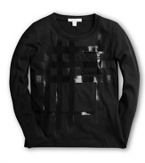A tonal foil check pattern adds graphic appeal to this sleek and sophisticated Burberry tee.