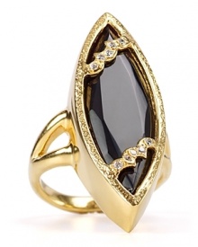 Bring a touch of dark, contemporary glamour to your look with this black onyx ring from Melinda Maria. Bring a touch of dark, contemporary glamour to your look with this black onyx ring from Melinda Maria.
