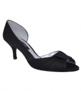 The Nina Conabel Evening Pumps are a new classic with their sophisticated pleated details, open d'Orsay silhouette and kitten heel.