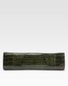 Lacquered croc-skin adds a luxe touch to this razor-thin evening bag.Magnetic snap closure One inside open pocket Suede lining 13W X 4½H X 2D Imported