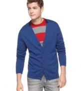A solid look. You don't need pattern to play up your layered style with this cardigan from Sons of Intrigue.