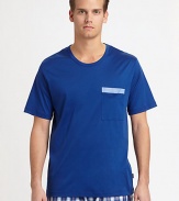 A versatile crewneck tee shirt for sleep, lounge or outerwear, highlighted by a woven pocket strip detail in contrasting color.CrewneckChest patch pocketCottonMachine washImported